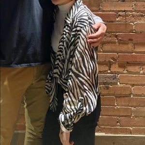 SEXY SHEER ZEBRA PRINT BUTTON DOWN